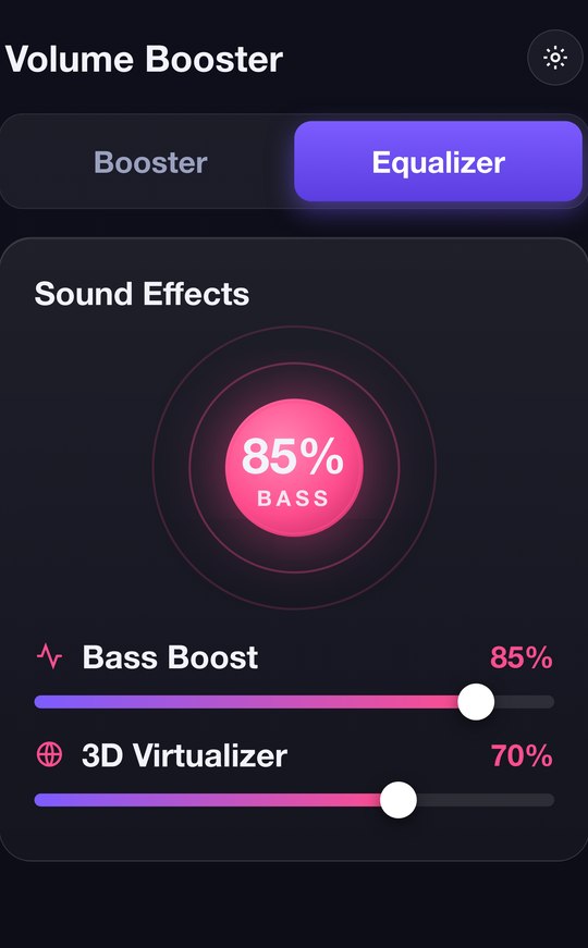Bass boost and 3D virtualizer controls