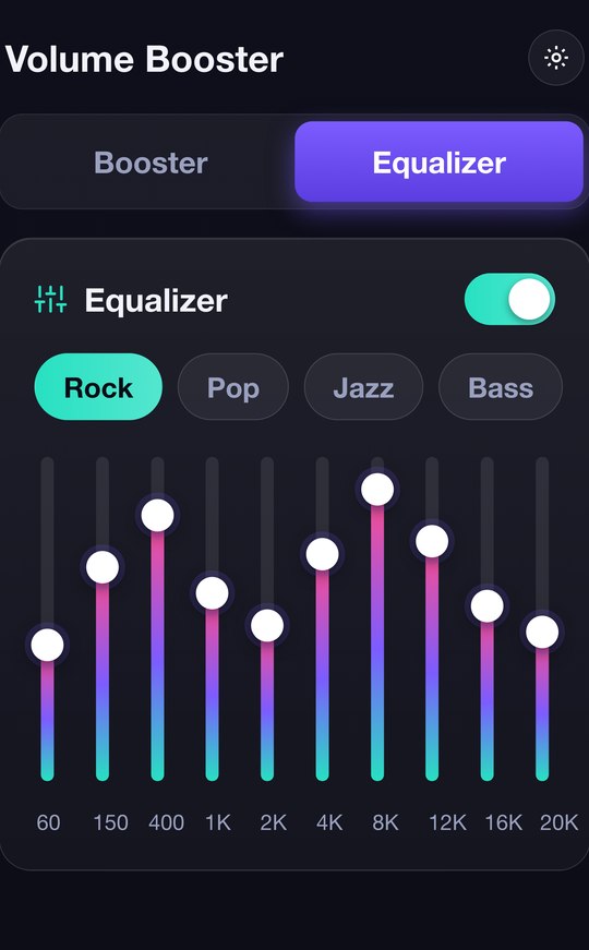 Ten-band equalizer with Rock preset selected