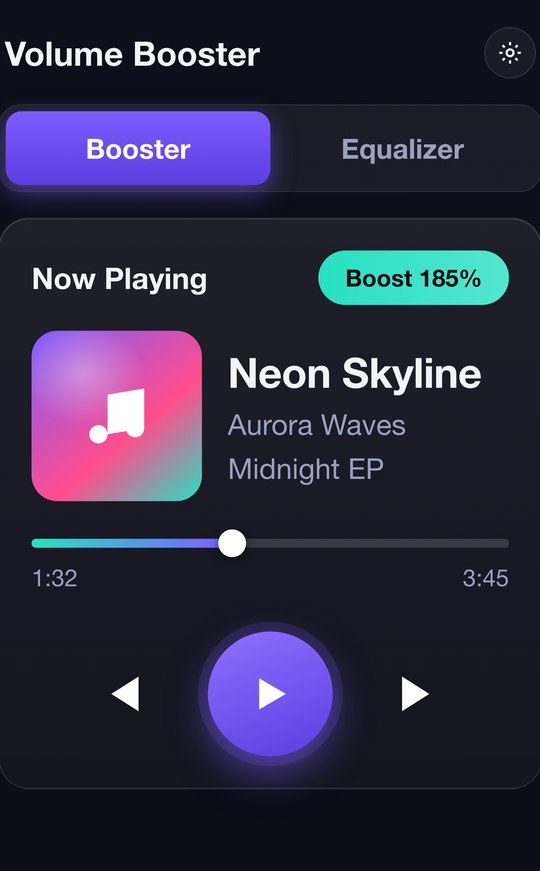 Now playing screen with media controls